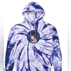 EUC NARUTO HINATA CHENILLE HOODIE NAVY TIE DYE sz lg